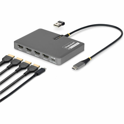 Main Image for StarTech USB-C to Quad-Monitor Workstation Adapter, 4K 60Hz HDMI, 140W PD Passthrough for Laptop Charging, 1x USB 2.0 Port, TAA