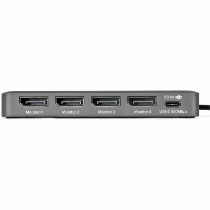 Alternate-Image5 Image for StarTech USB-C to Quad-Monitor Workstation Adapter, 4K 60Hz DisplayPort, 140W PD Passthrough for Laptop Charging, 1x USB 2.0 Port, TAA