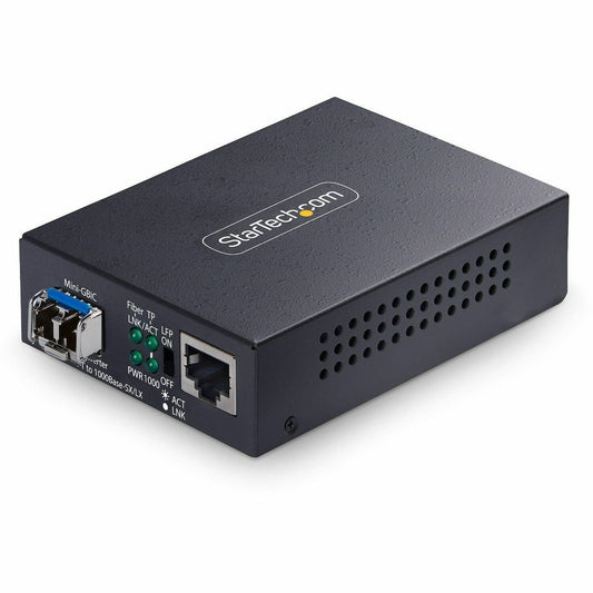 Main Image for StarTech Gigabit Ethernet Copper-to-Fiber Media Converter, SM LC, 40km, 10/100/1000 Mbps, RJ45 to LC, 9K Jumbo Frames, TAA Compliant