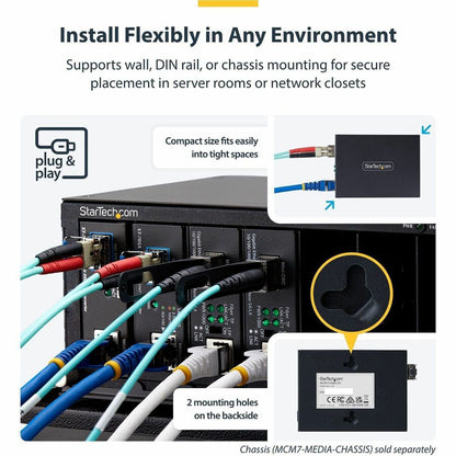 Alternate-Image3 Image for StarTech Gigabit Ethernet Copper-to-Fiber Media Converter, SM LC, 20km, 10/100/1000 Mbps, RJ45 to LC, 9K Jumbo Frames, TAA Compliant