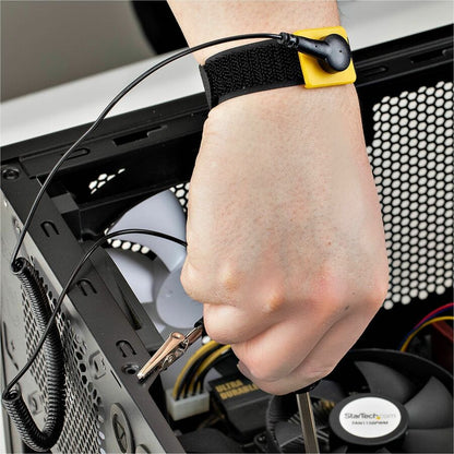 Alternate-Image4 Image for StarTech Antistatic Wrist Strap with Grounding Cable, ESD Electrostatic Discharge Band, 5ft / 1.5m Detachable Cord, TAA- Compliant