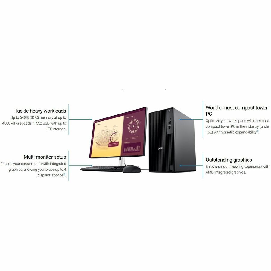 Alternate-Image5 Image for Dell Pro QCT1255 Desktop Computer - AMD Ryzen 7 PRO 8700G - 16 GB - 512 GB PCI Express NVMe 4.0 SSD - Tower