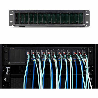 Alternate-Image4 Image for StarTech 15-Slot Unmanaged Media Converter Chassis, 19in Rackmount for MCM Media Converter Series, Active Cooling, TAA Compliant