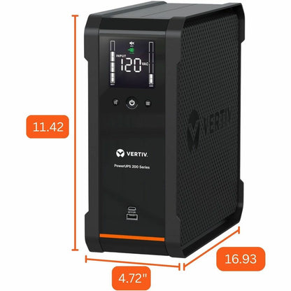 Alternate-Image3 Image for Vertiv PowerUPS 200 Standard Line Interactive PSA6-1500LVT, 1500VA/935W, AVR, USB Charging, Color LCD, User-Replaceable Battery, 6 NEMA Outlets, Three-Year Warranty