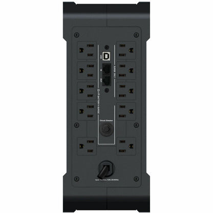 Rear Image for Vertiv PowerUPS 200 Standard Line Interactive PSA6-1500LVT, 1500VA/935W, AVR, USB Charging, Color LCD, User-Replaceable Battery, 6 NEMA Outlets, Three-Year Warranty