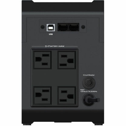Rear Image for Vertiv PowerUPS 200 Essential PSA6E-800LVT, 800VA/450W, AVR, User-Replaceable Batteries, Battery Backup, 4 NEMA Outlets, Three-Year Warranty