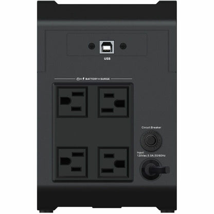 Rear Image for Vertiv PowerUPS 200 Essential PSA6E-600LVT, 600VA/360W, AVR, User-Replaceable Batteries, Battery Backup, 4 NEMA Outlets, Three-Year Warranty