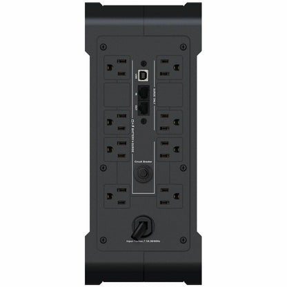 Rear Image for Vertiv PowerUPS 200 Standard Line Interactive PSA6-1000LVT, 1000VA/625W, AVR, USB Charging, Color LCD, User-Replaceable Battery, 8 NEMA Outlets, Three-Year Warranty