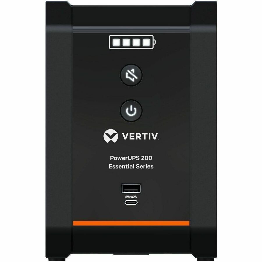 Front Image for Vertiv PowerUPS 200 Essential PSA6E-1500LVT, 1500VA/850W, AVR, User-Replaceable Batteries, Battery Backup, 8 NEMA Outlets, Three-Year Warranty