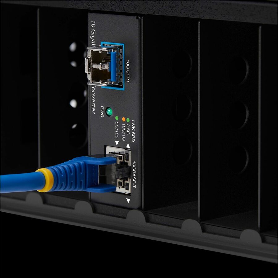 Alternate-Image3 Image for StarTech.com 10GbE Multi-Gigabit Open SFP+ Fiber Media Converter, 10G/5G/2.5G/1G/100M, Copper to 10GBASE-X SFP+, 16K Jumbo Frames, TAA