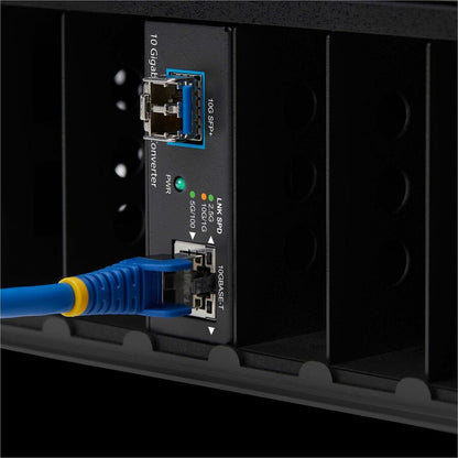 Alternate-Image3 Image for StarTech.com 10GbE Multi-Gigabit Open SFP+ Fiber Media Converter, 10G/5G/2.5G/1G/100M, Copper to 10GBASE-X SFP+, 16K Jumbo Frames, TAA