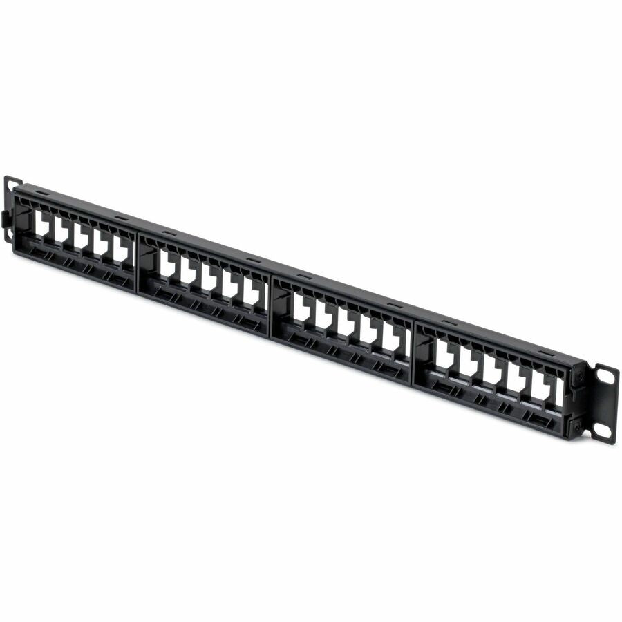 Alternate-Image1 Image for StarTech 24 Port 1U Blank Keystone Patch Panel with Cable Management Bar, Rackmount Patch Panel for RJ45 UTP Network Jacks