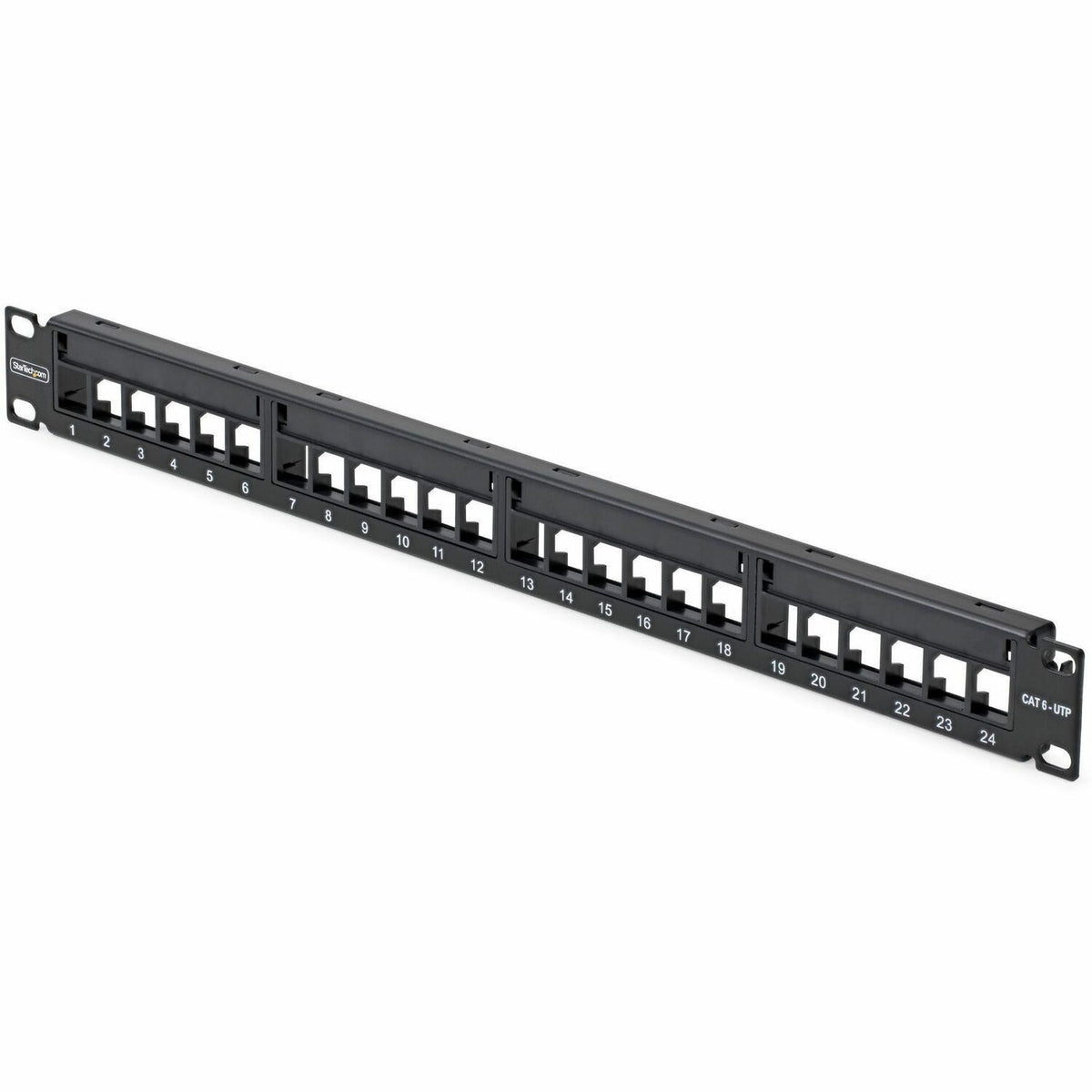 Main Image for StarTech 24 Port 1U Blank Keystone Patch Panel with Cable Management Bar, Rackmount Patch Panel for RJ45 UTP Network Jacks