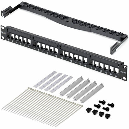 Alternate-Image5 Image for StarTech 24 Port 1U Blank Keystone Patch Panel with Cable Management Bar, Rackmount Patch Panel for RJ45 UTP Network Jacks