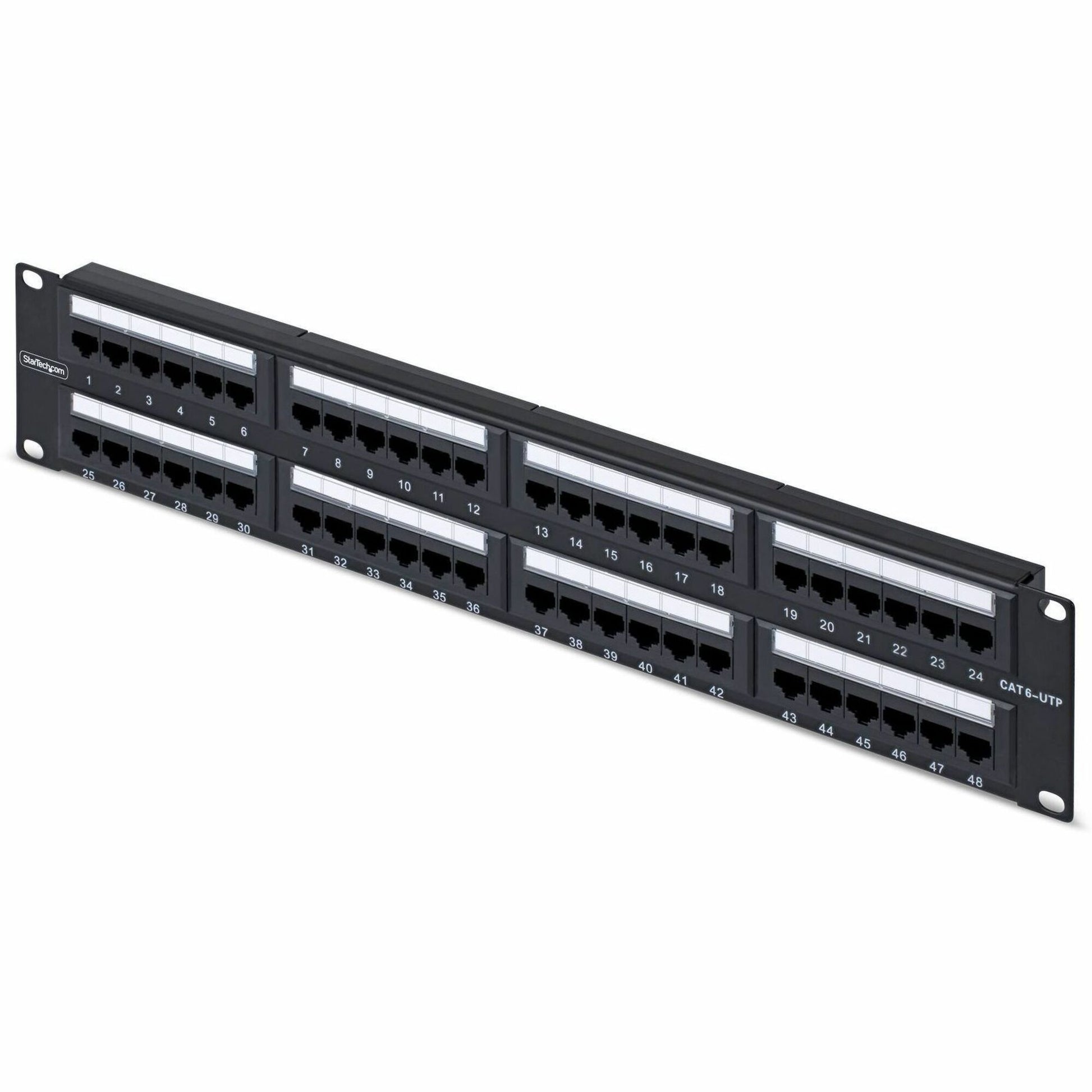 Main Image for StarTech.com 48-Port 2U Rackmount Cat6 Patch Panel, RJ45, UTP, 110 Punch-Down, Cat 6 Ethernet Patch Panel for Network Server Rack