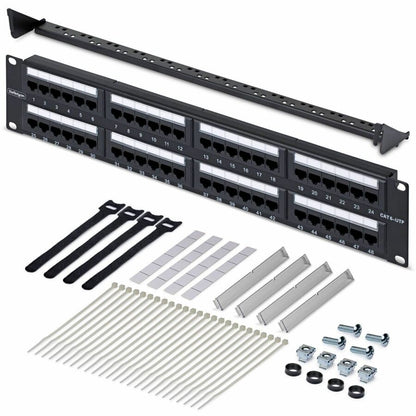 Alternate-Image5 Image for StarTech.com 48-Port 2U Rackmount Cat6 Patch Panel, RJ45, UTP, 110 Punch-Down, Cat 6 Ethernet Patch Panel for Network Server Rack