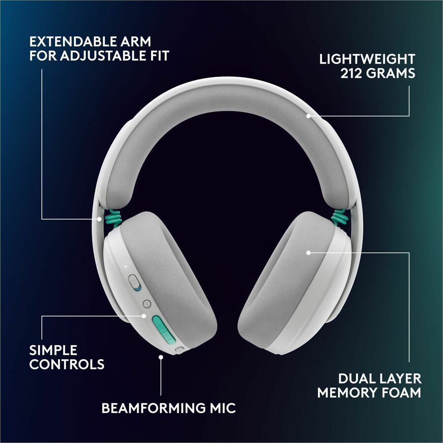Alternate-Image8 Image for Logitech G325 LIGHTSPEED Wireless Bluetooth Gaming Headset, All-Day Comfort, Built-In Mic with Noise Reduction, 24-Bit Audio, Switch, White