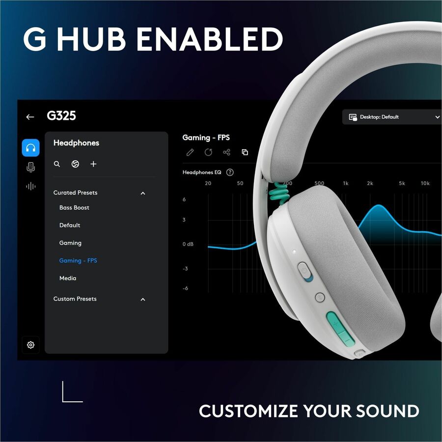Alternate-Image9 Image for Logitech G325 LIGHTSPEED Wireless Bluetooth Gaming Headset, All-Day Comfort, Built-In Mic with Noise Reduction, 24-Bit Audio, Switch, White