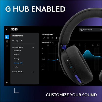 Alternate-Image9 Image for Logitech G325 LIGHTSPEED Wireless Bluetooth Gaming Headset, All-Day Comfort, Built-In Mic with Noise Reduction, 24-Bit Audio, Switch, Black