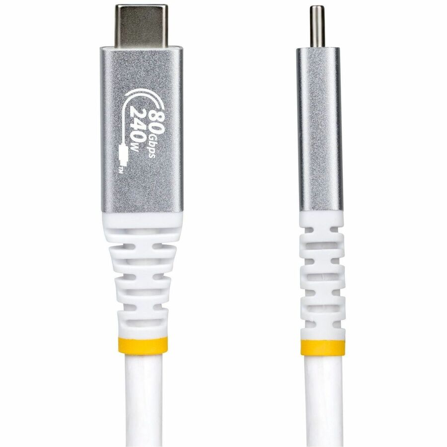 Alternate-Image3 Image for StarTech 1.5ft (45cm) USB4 Cable, 80Gbps, USB-IF Certified USB-C Cable, 240W, 8K 120Hz/4K 240Hz DP2.1, Thunderbolt 4 Compatible, White