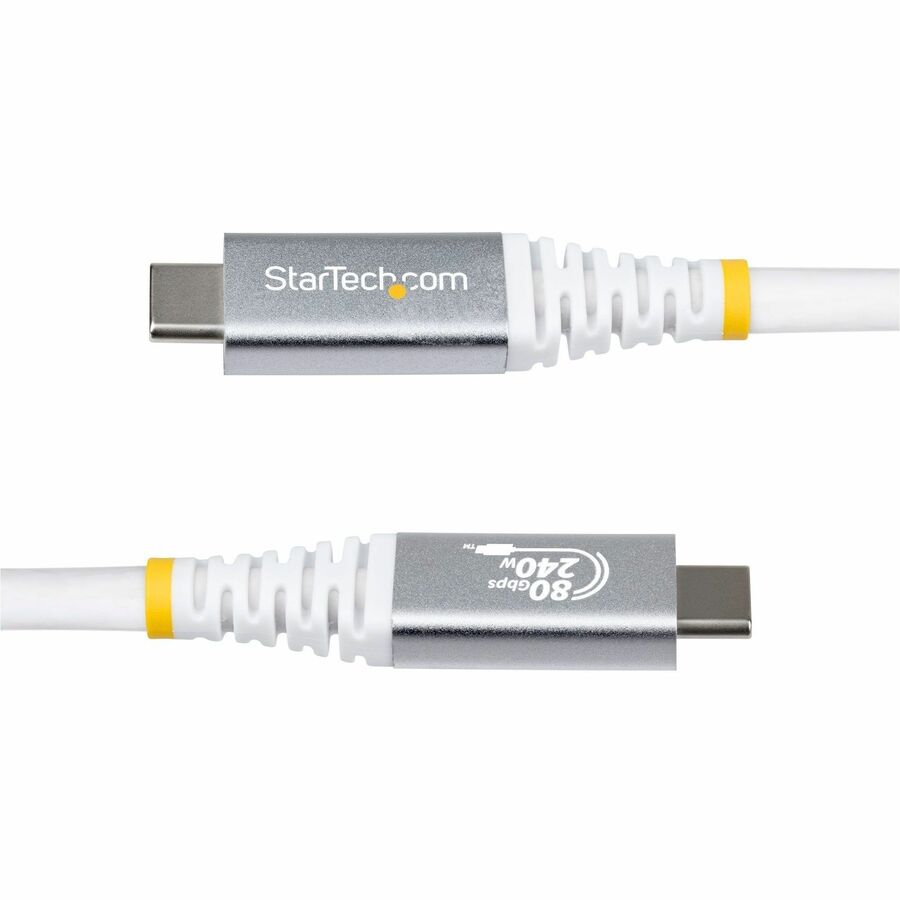 Alternate-Image4 Image for StarTech 1.5ft (45cm) USB4 Cable, 80Gbps, USB-IF Certified USB-C Cable, 240W, 8K 120Hz/4K 240Hz DP2.1, Thunderbolt 4 Compatible, White