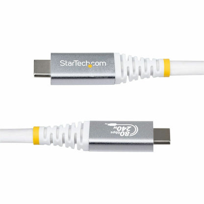 Alternate-Image4 Image for StarTech 1.5ft (45cm) USB4 Cable, 80Gbps, USB-IF Certified USB-C Cable, 240W, 8K 120Hz/4K 240Hz DP2.1, Thunderbolt 4 Compatible, White