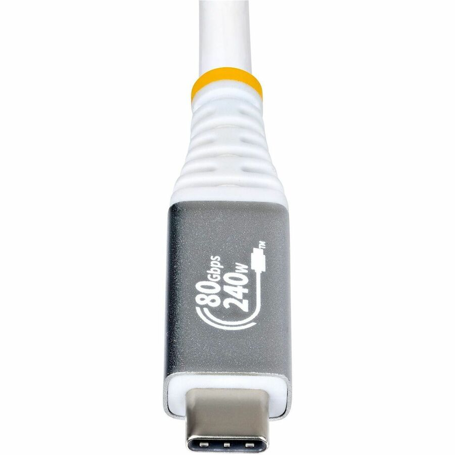 Alternate-Image5 Image for StarTech 1.5ft (45cm) USB4 Cable, 80Gbps, USB-IF Certified USB-C Cable, 240W, 8K 120Hz/4K 240Hz DP2.1, Thunderbolt 4 Compatible, White
