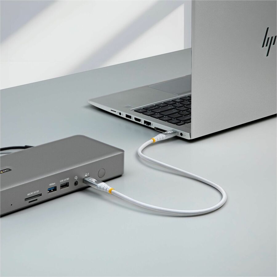 Alternate-Image7 Image for StarTech 5ft (1.5m) USB4 Cable, 80Gbps, USB-IF Certified USB-C Cable, 240W, 8K 120Hz/4K 240Hz DP2.1, Thunderbolt 4 Compatible, White