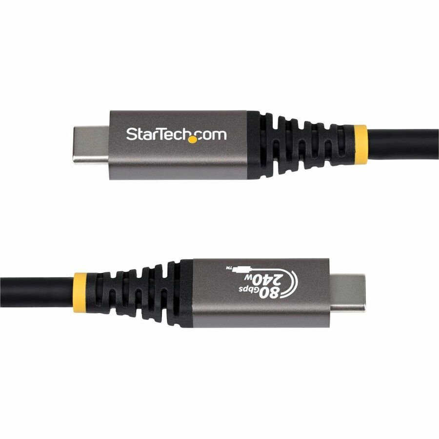 Alternate-Image4 Image for StarTech 1.5ft (45cm) USB4 Cable, 80Gbps, USB-IF Certified USB-C Cable, 240W, 8K 120Hz/4K 240Hz DP2.1, Thunderbolt 4 Compatible, Black