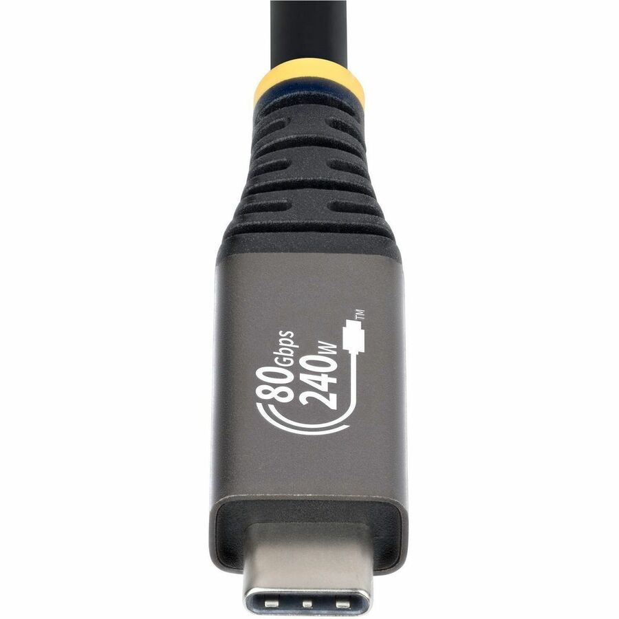 Alternate-Image5 Image for StarTech 1.5ft (45cm) USB4 Cable, 80Gbps, USB-IF Certified USB-C Cable, 240W, 8K 120Hz/4K 240Hz DP2.1, Thunderbolt 4 Compatible, Black