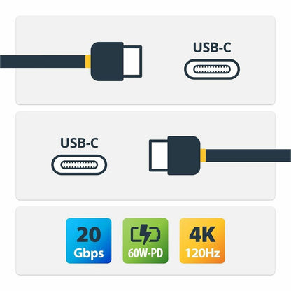 Alternate-Image1 Image for StarTech 6ft (1.8m) USB4 Cable, 20Gbps, USB-IF Certified USB-C Cable, 240W PD EPR, 4K 120Hz DP 2.1, TPE Jacket, White USB-C Cord