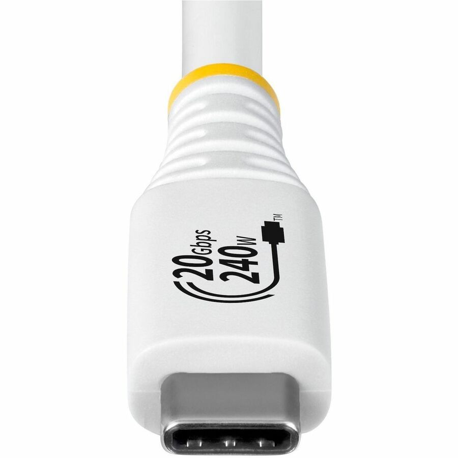 Alternate-Image5 Image for StarTech 6ft (1.8m) USB4 Cable, 20Gbps, USB-IF Certified USB-C Cable, 240W PD EPR, 4K 120Hz DP 2.1, TPE Jacket, White USB-C Cord