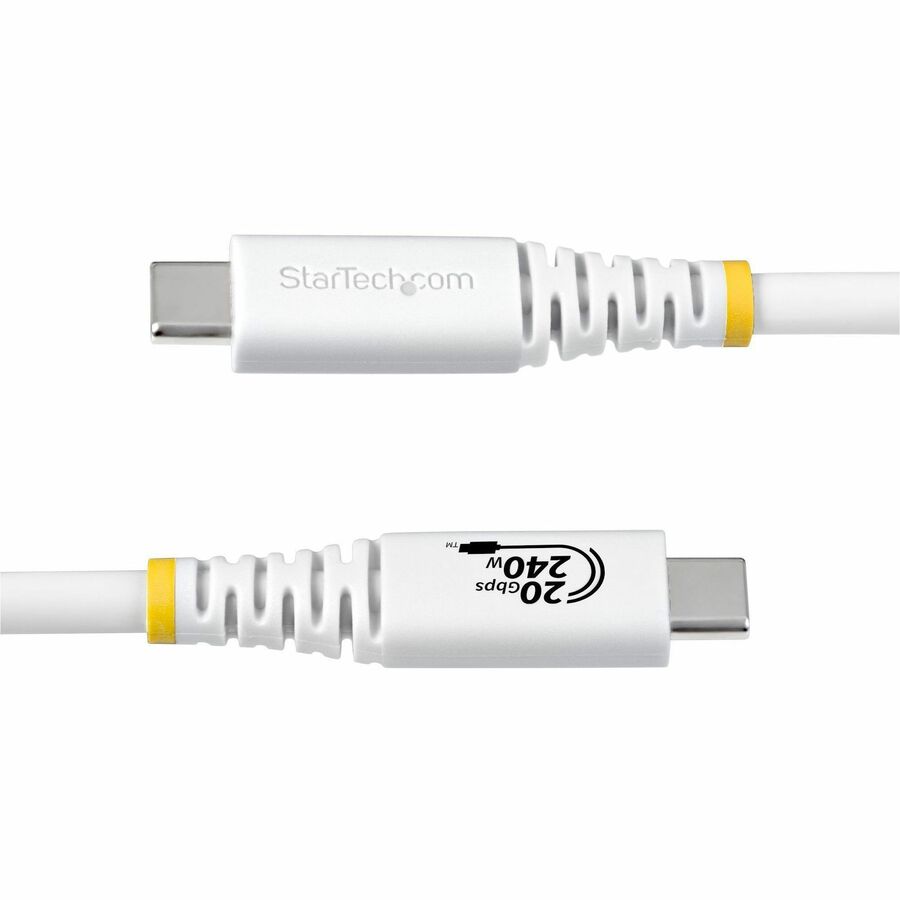 Alternate-Image4 Image for StarTech 6ft (1.8m) USB4 Cable, 20Gbps, USB-IF Certified USB-C Cable, 240W PD EPR, 4K 120Hz DP 2.1, TPE Jacket, White USB-C Cord