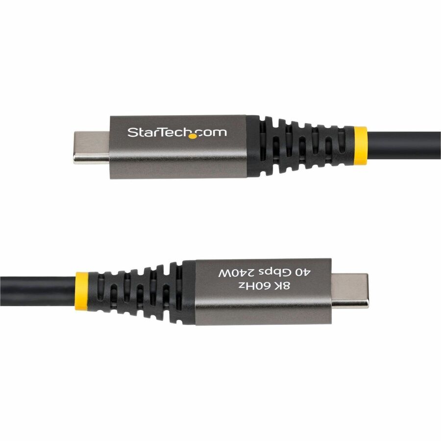 Alternate-Image3 Image for StarTech 6ft (1.8m) Active USB4 Cable, 40Gbps, 240W, 8K 60Hz/4K 240Hz DP2.1, Thunderbolt 4 Compatible USB-C Cable, Black USB-C Cord
