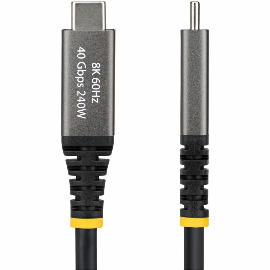 Alternate-Image2 Image for StarTech 6ft (1.8m) Active USB4 Cable, 40Gbps, 240W, 8K 60Hz/4K 240Hz DP2.1, Thunderbolt 4 Compatible USB-C Cable, Black USB-C Cord