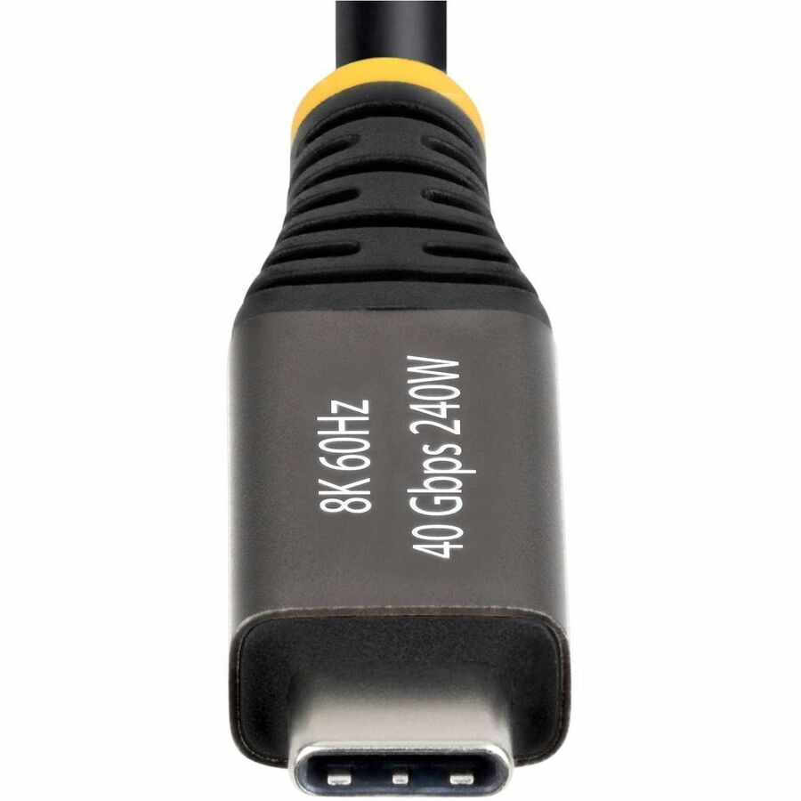 Alternate-Image4 Image for StarTech 6ft (1.8m) Active USB4 Cable, 40Gbps, 240W, 8K 60Hz/4K 240Hz DP2.1, Thunderbolt 4 Compatible USB-C Cable, Black USB-C Cord
