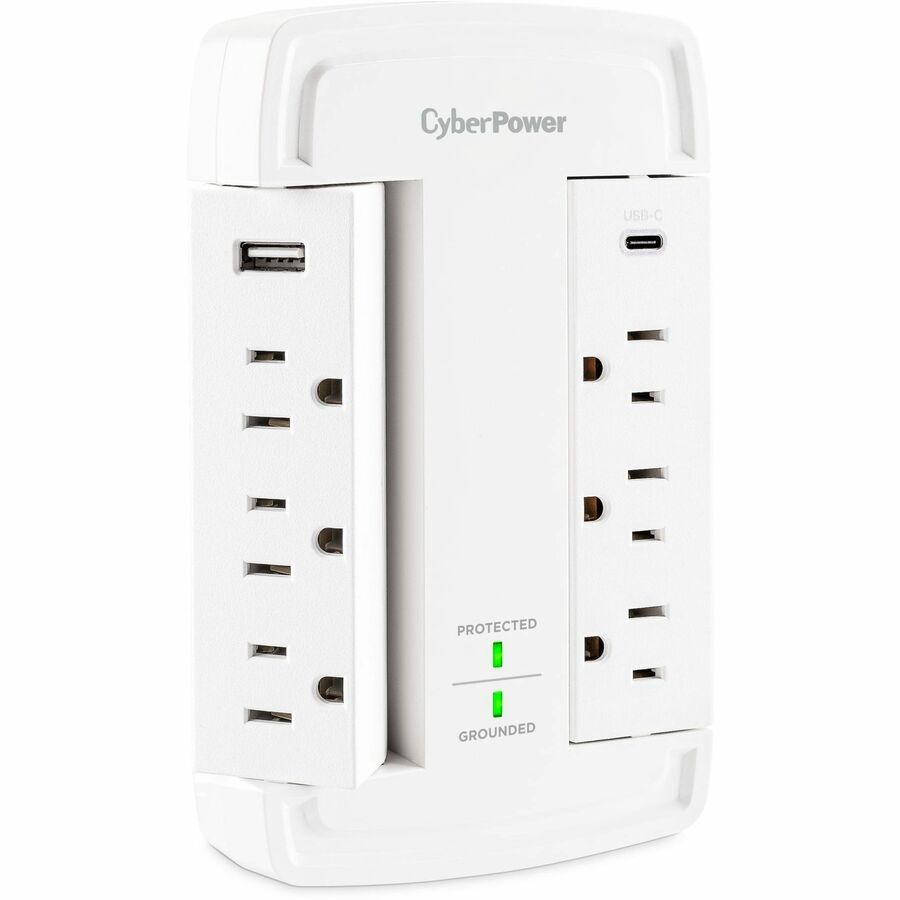 Alternate-Image2 Image for CyberPower CSP6WSUC Home and Office 6 - Outlet Surge Protector with 2400 J Surge Suppression