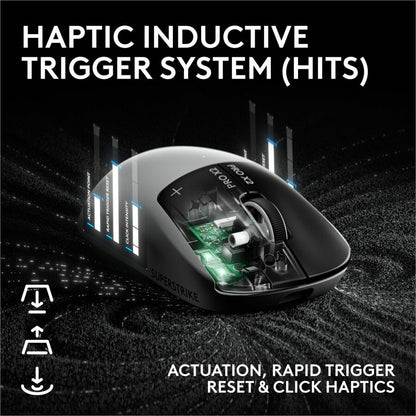 Alternate-Image1 Image for Logitech PRO X2 SUPERSTRIKE LIGHTSPEED Wireless Gaming Mouse, Ultra-Fast Performance, Customizable Click Haptics, USB-C charging