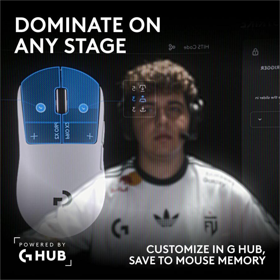 Alternate-Image8 Image for Logitech PRO X2 SUPERSTRIKE LIGHTSPEED Wireless Gaming Mouse, Ultra-Fast Performance, Customizable Click Haptics, USB-C charging