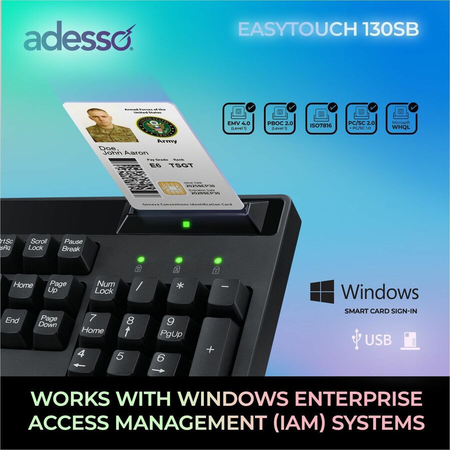 Alternate-Image6 Image for Adesso EasyTouch-130SB Desktop Mechanical Keyboard with Smart Card Reader