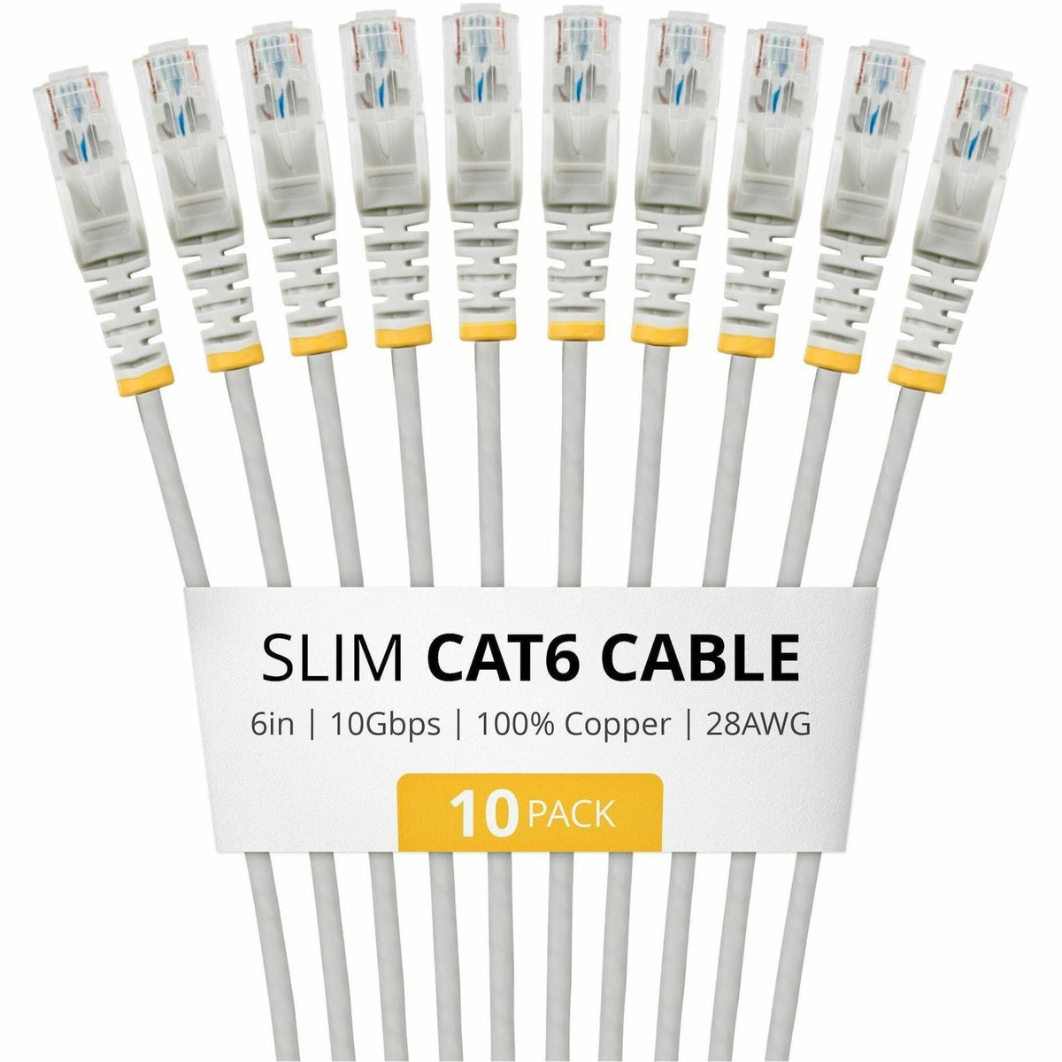 Main Image for StarTech 6in Gray Slim CAT6 Cable, 10 Pack, Snagless RJ45, UTP, LSZH, 28AWG Pure Bare Copper, Slim Network Patch Cord