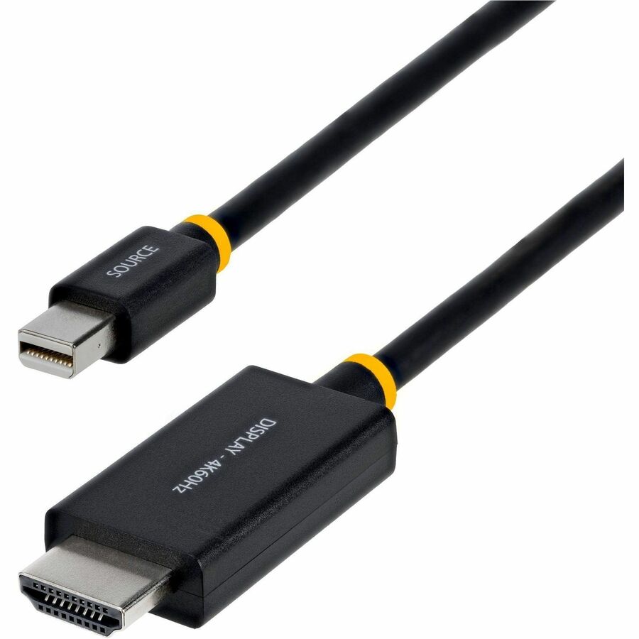 Alternate-Image1 Image for StarTech 3ft (91cm) Mini DisplayPort to HDMI Adapter Cable, 4K 60Hz with HBR3/HDCP 2.3/DPCP, MDP to HDMI 2.0 Active Video Converter