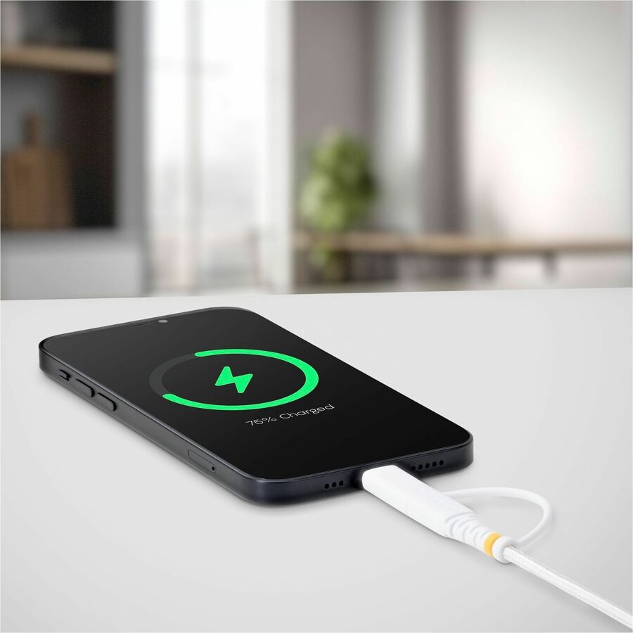 Alternate-Image2 Image for StarTech 2m (6.6ft) 2-in-1 Rugged USB-C Charging Cable with Lightning Adapter, 30W/60W, Apple MFi Certified Braided USB C Charger Cord