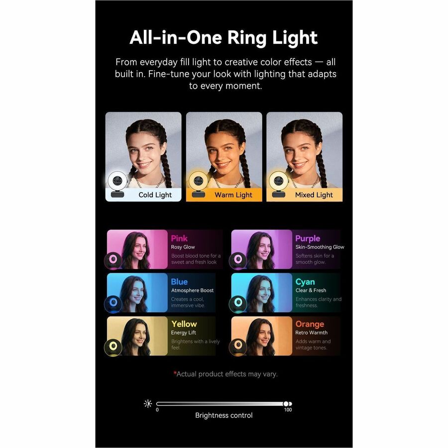 Alternate-Image5 Image for EMEET S600 Light 4K StreamCam with 1/2" Sensor, 0.2S PDAF, 2 Mics, Ring Light with Dial Control, 4 Lighting Modes with App Control