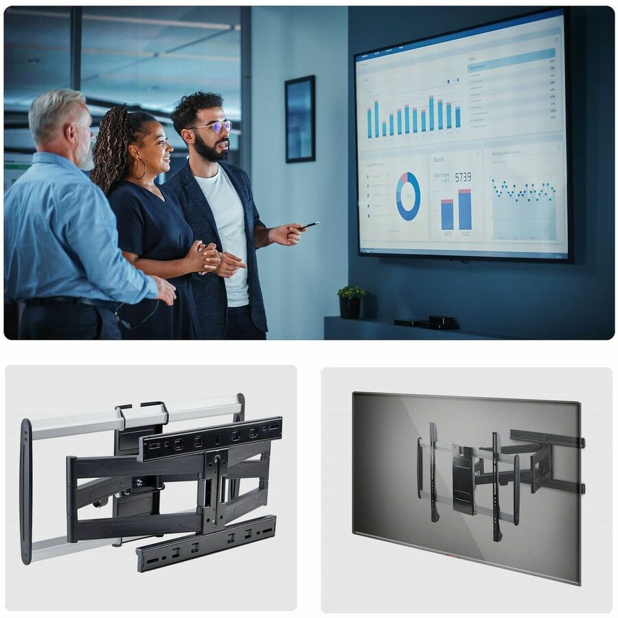 Alternate-Image1 Image for StarTech Ultra-Slim Articulating TV Wall Mount for up to 65inch and 99lb/45Kg Flat Screens, VESA 600x400, TAA Low-Profile Bracket