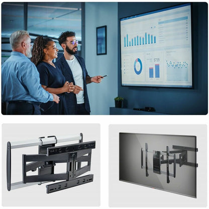 Alternate-Image1 Image for StarTech Ultra-Slim Articulating TV Wall Mount for up to 65inch and 99lb/45Kg Flat Screens, VESA 600x400, TAA Low-Profile Bracket