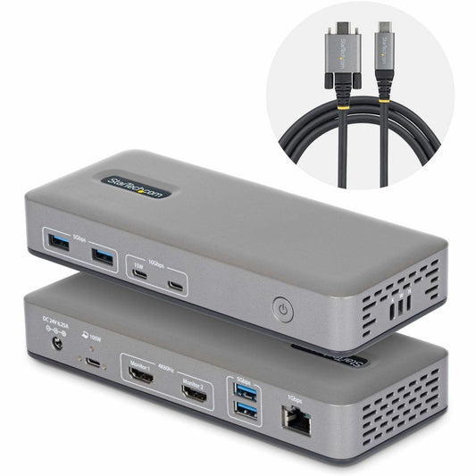 Main Image for StarTech Dual-Monitor USB-C Docking Station, HDMI, 4K 60Hz, 100W Laptop Charging, 1GbE, Driverless, Multi-Monitor Dock