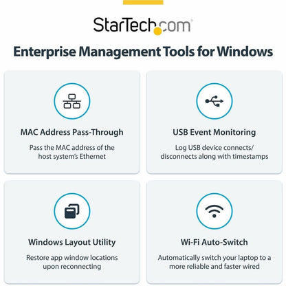 Alternate-Image7 Image for StarTech Dual-Monitor USB-C Docking Station, HDMI, 4K 60Hz, 100W Laptop Charging, 1GbE, Driverless, Multi-Monitor Dock