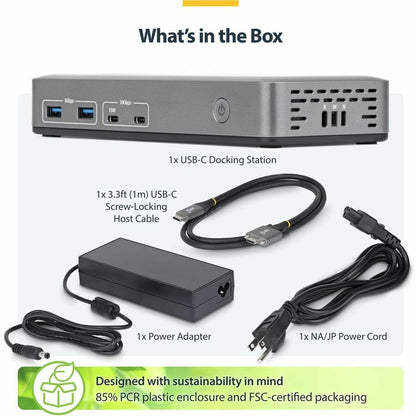 Alternate-Image6 Image for StarTech Dual-Monitor USB-C Docking Station, HDMI, 4K 60Hz, 100W Laptop Charging, 1GbE, Driverless, Multi-Monitor Dock