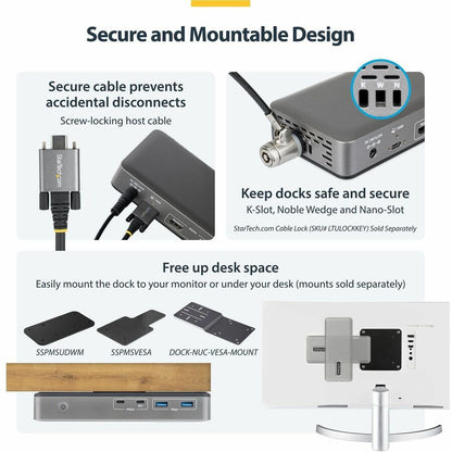 Alternate-Image5 Image for StarTech Dual-Monitor USB-C Docking Station, HDMI, 4K 60Hz, 100W Laptop Charging, 1GbE, Driverless, Multi-Monitor Dock